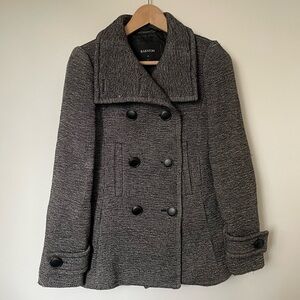Aritzia Babaton Howell Wool Button Down Pea Coat Grey Speckled Size XS